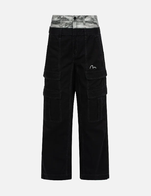 Double Waistband Wide Leg Cargo Pants