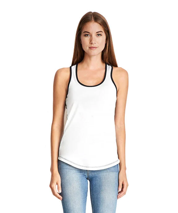 1534 - Next Level Ladies Ideal Colorblock Racerback Tank Top | White/Black