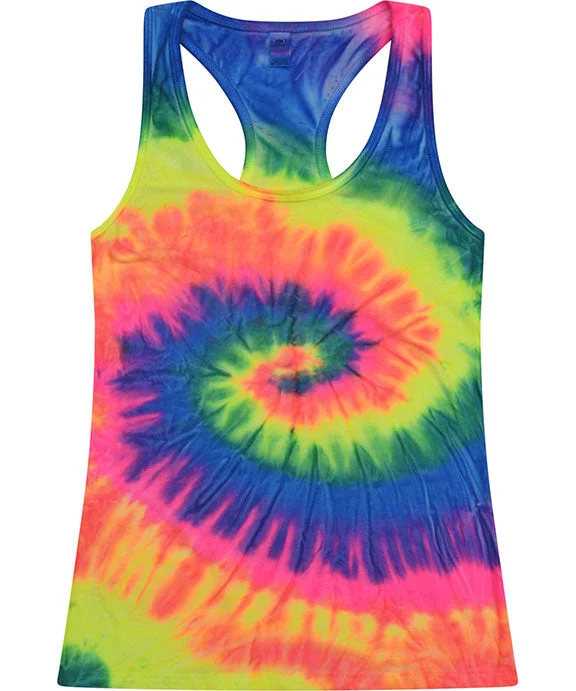 3400 - Tie-Dye Ladies Racerback Tank Top | Neon Rainbow