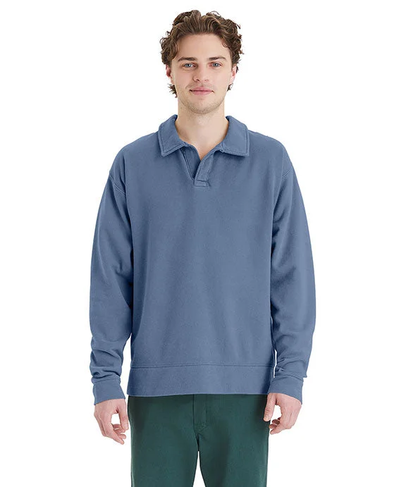 GDH490 - ComfortWash by Hanes Unisex Garment Dye Polo Collar Sweatshirt | Saltwater