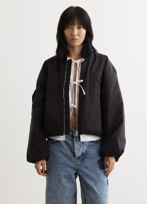 Light Twill Oversized Short Bomber Jacket