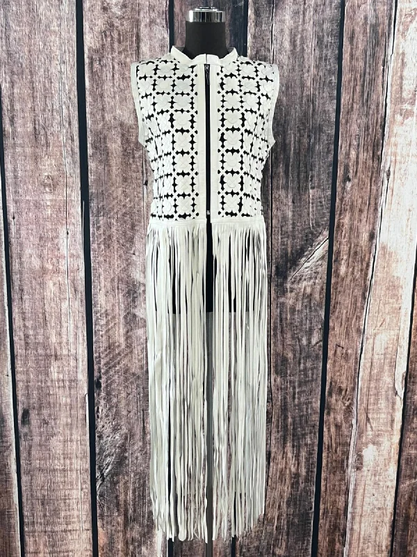 Long Fringed Jacket In White