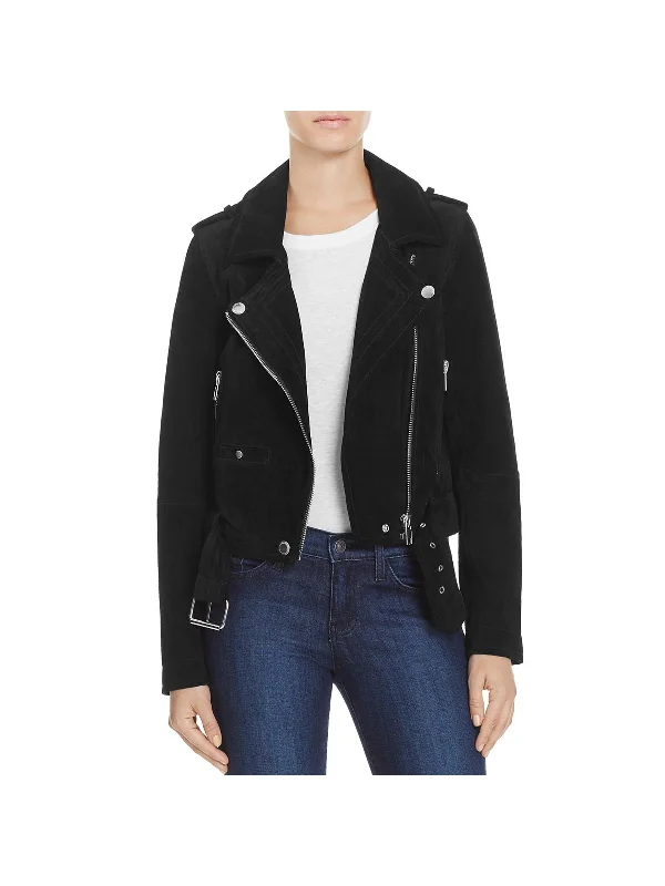 Womens Suede Short Motorcycle Jacket