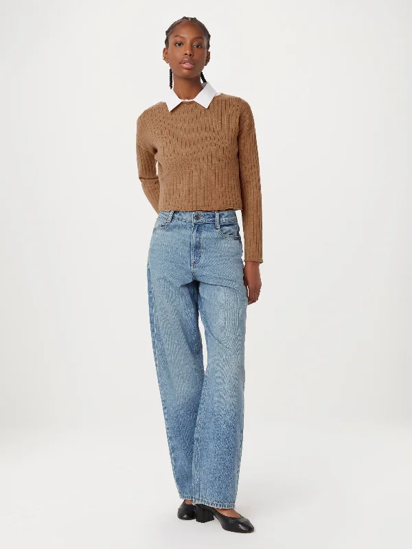 The Boat Neck Cropped Sweater in Nutmeg