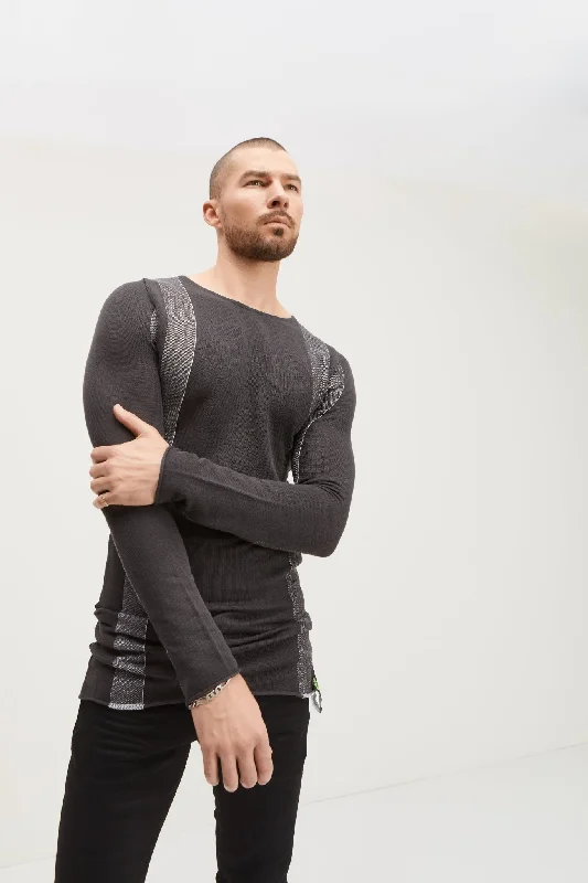 Elongated Contrasting Sweater - Anthracite