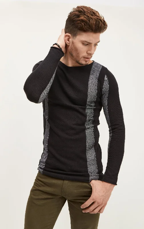 Elongated Contrasting Sweater - Black