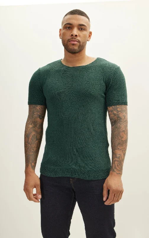 Short Sleeve Sweater - Dark Green