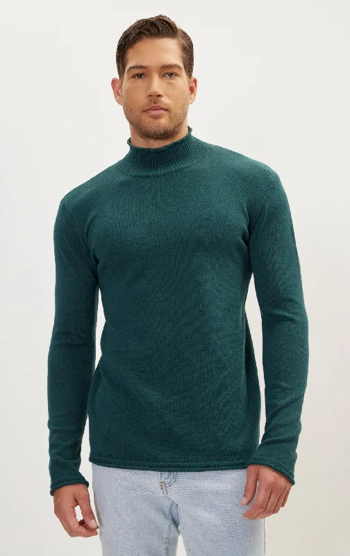 Classic Mock Neck Sweater - Green