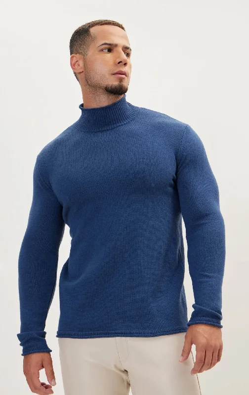 Classic Mock Neck Sweater - Indigo