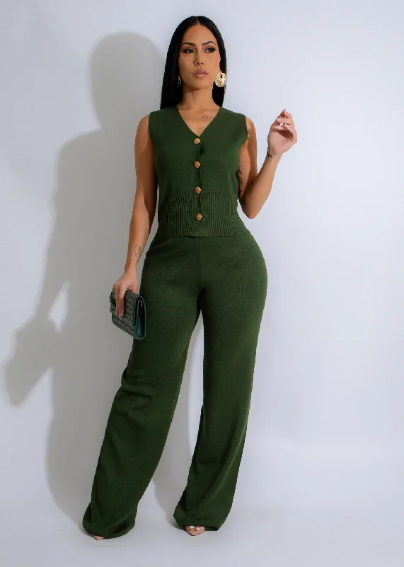 Empyrean Knit Pant Set Green