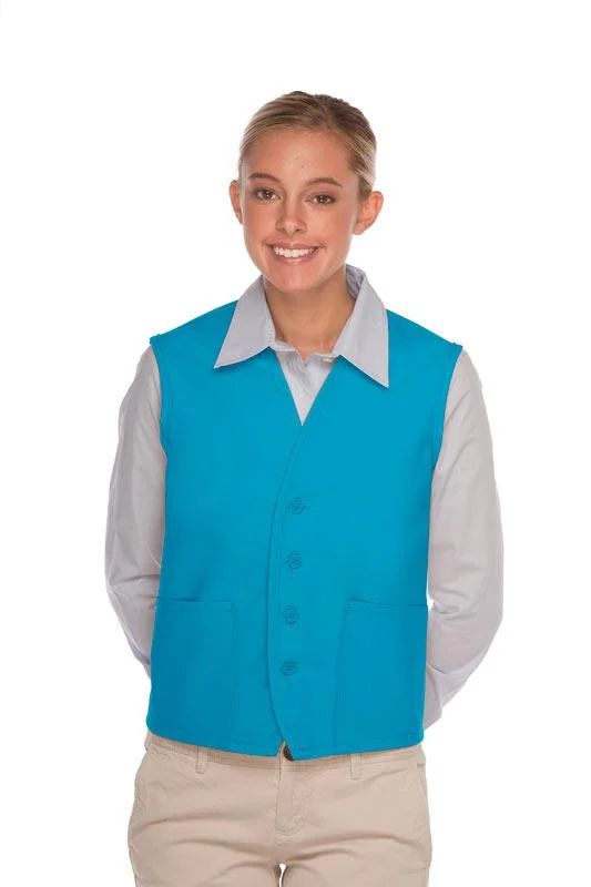 Turquoise 4-Button Unisex Vest with 2 Pockets