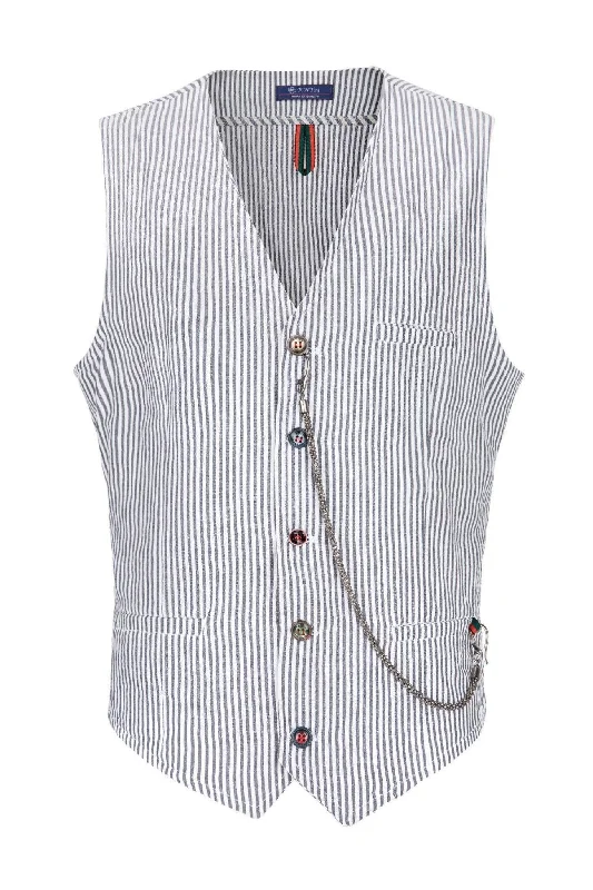 Striped Vest - Dark Navy